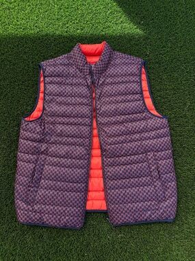 Michael Kors Navy & Orange Quilted Puffer Vest